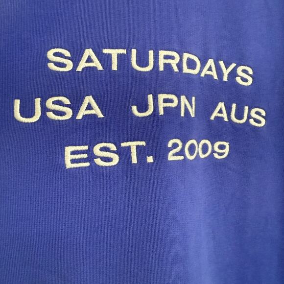 SATURDAYS NYC | Blue Purple Crewneck Sweatshirt with White Embroidery XXL - Picture 3 of 7